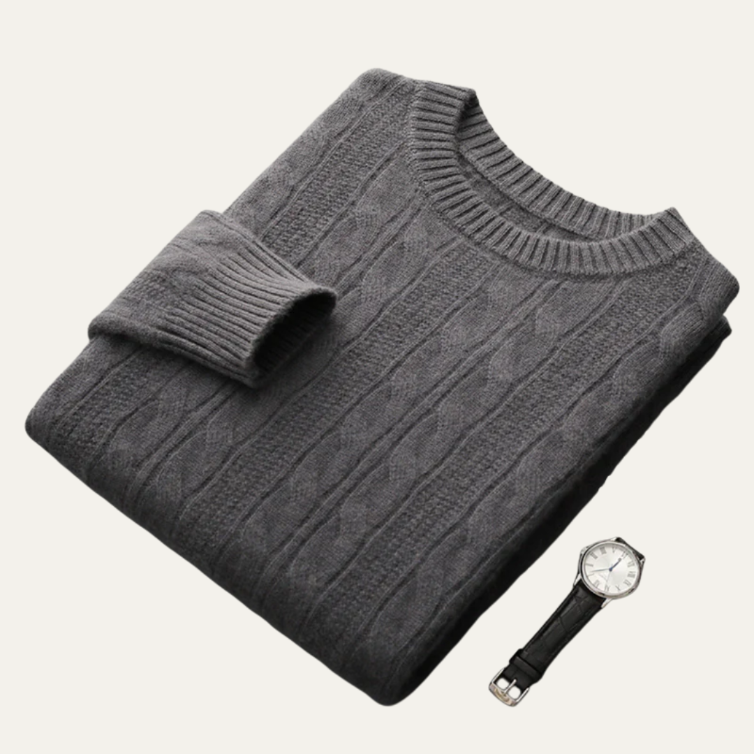 VogeLuxe | Men’s Classic Cable-Knit Crewneck Sweater