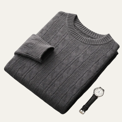 VogeLuxe | Men’s Classic Cable-Knit Crewneck Sweater