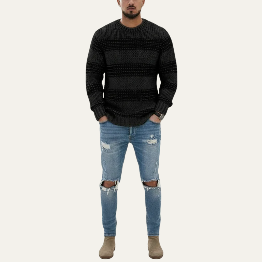 VogeLuxe | Men’s Chunky Striped Knit Sweater
