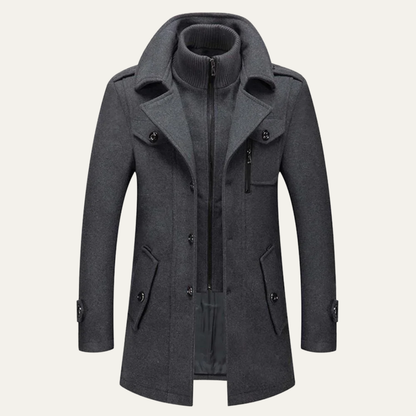 VogeLuxe | Men’s Classic Convertible Collar Trench Coat