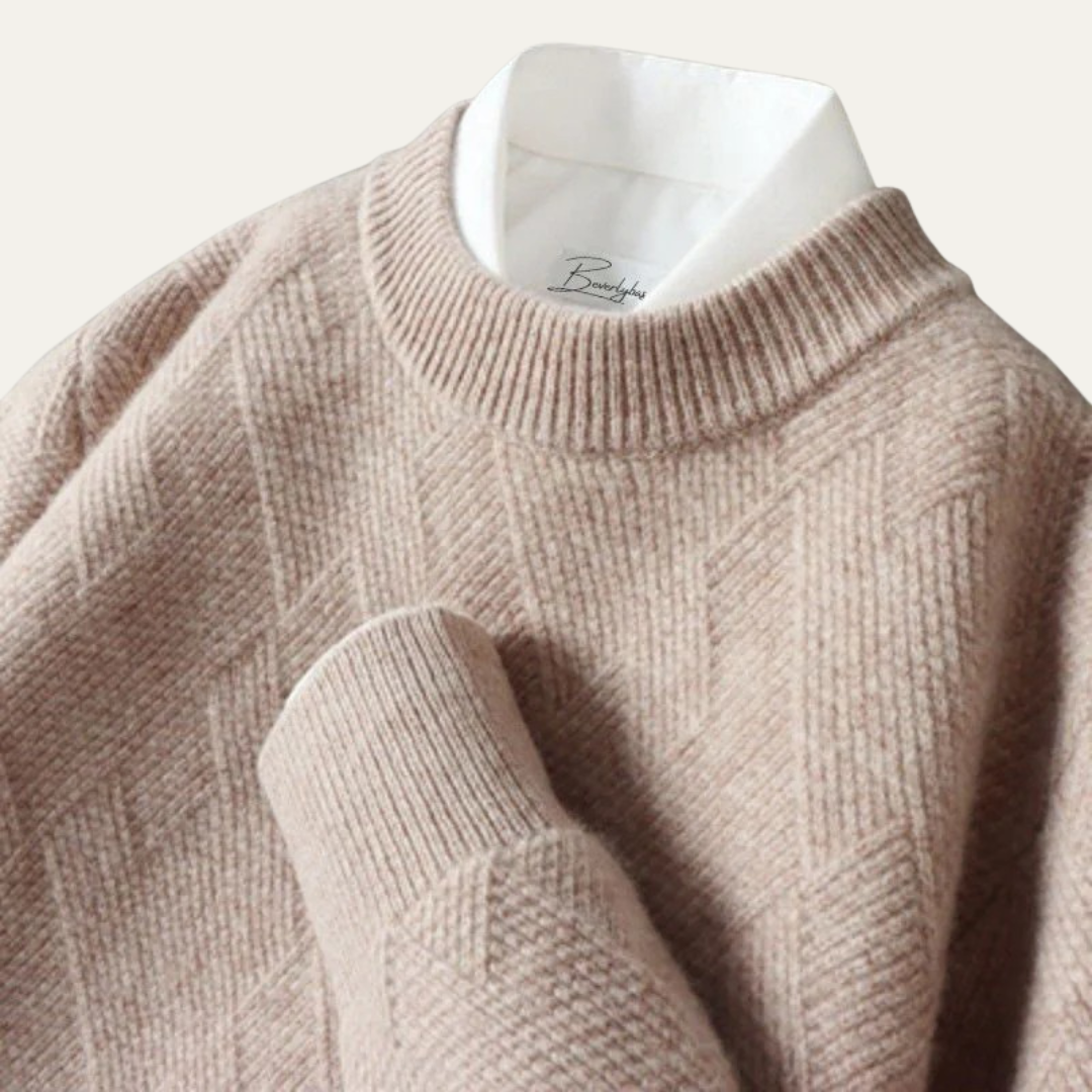 VogeLuxe | Men’s Textured Crewneck Layered Knit Sweater