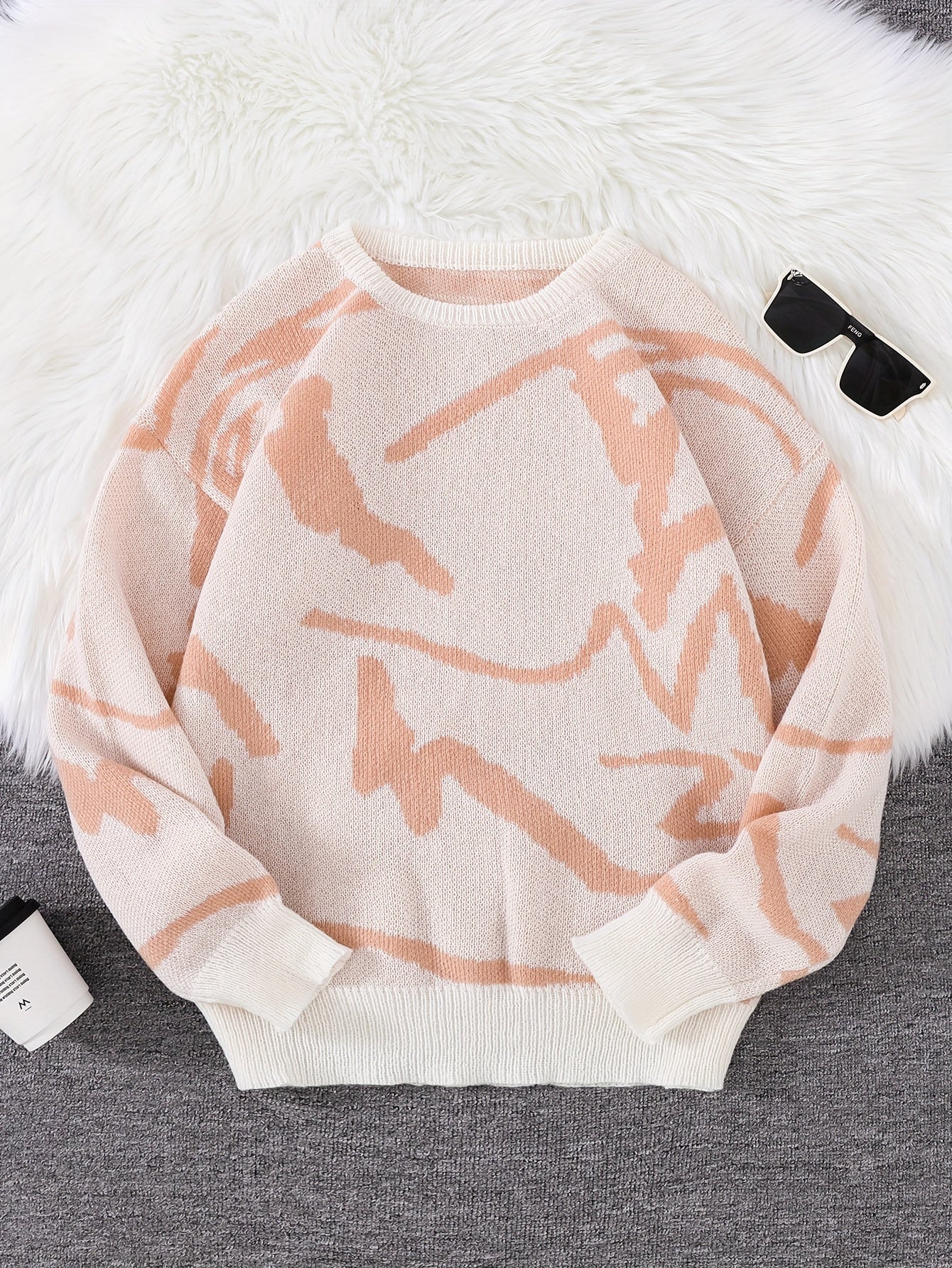 Cozy Winter Knit Sweatshirt with Graphic Design