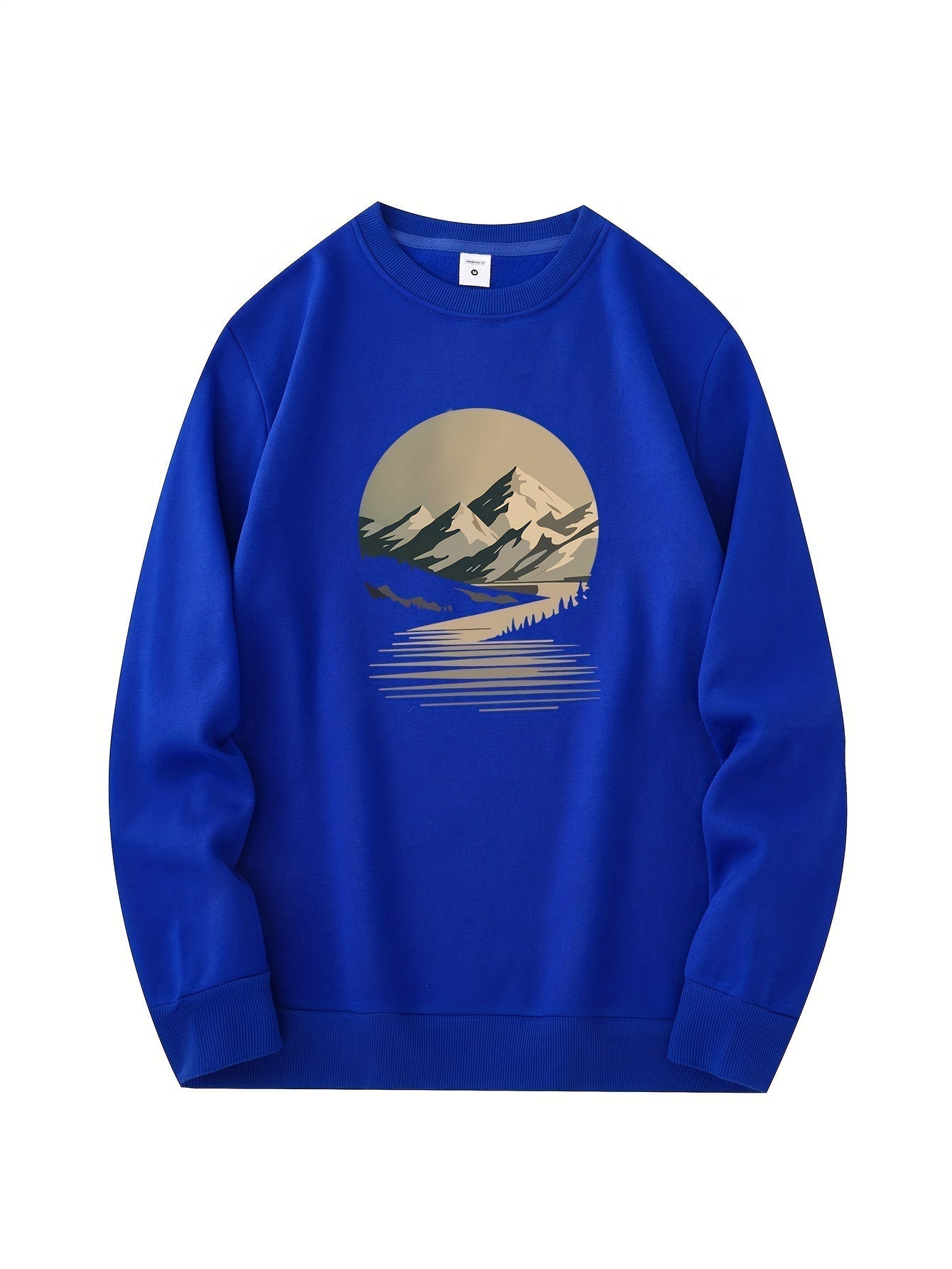 Relaxed Fit Mens Sweatshirt with Winter Mountain Design