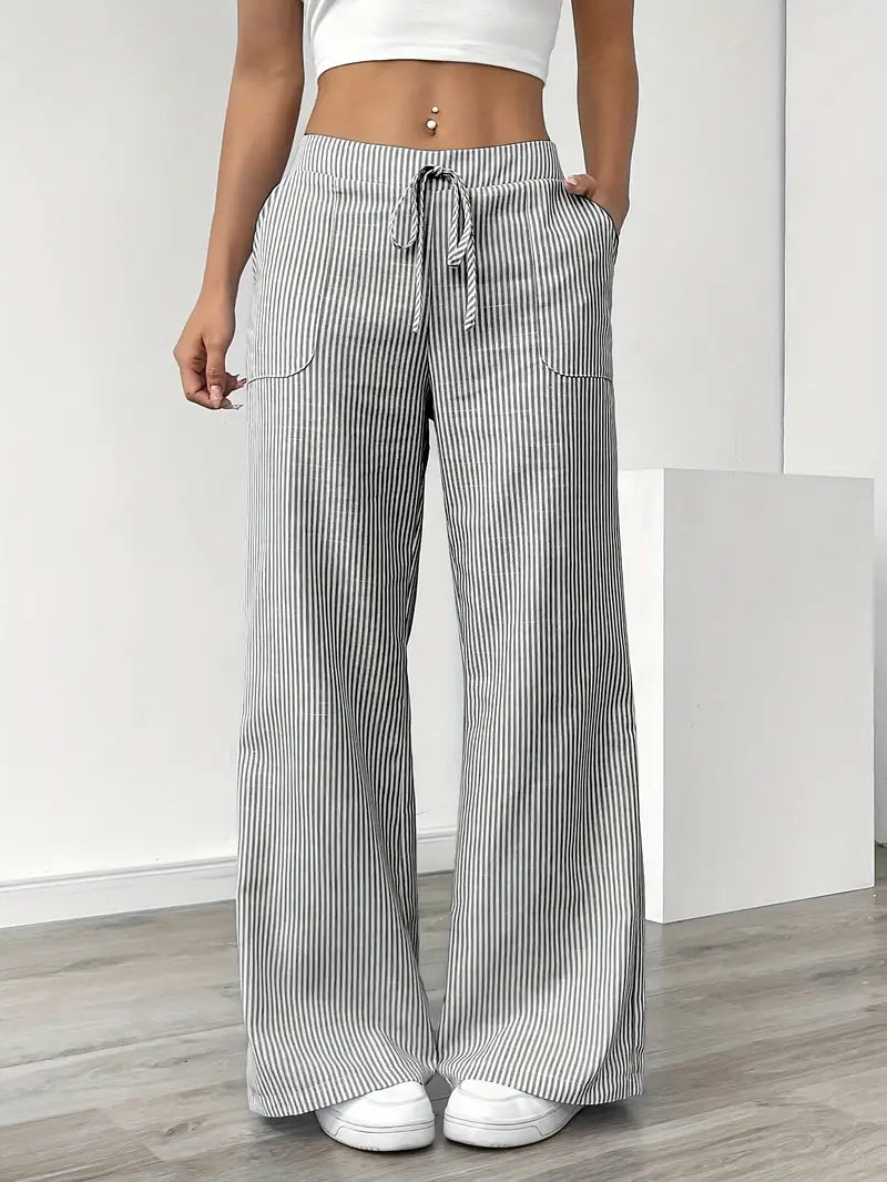 Stylish Stripe Trousers with Pockets in Fashion Colors