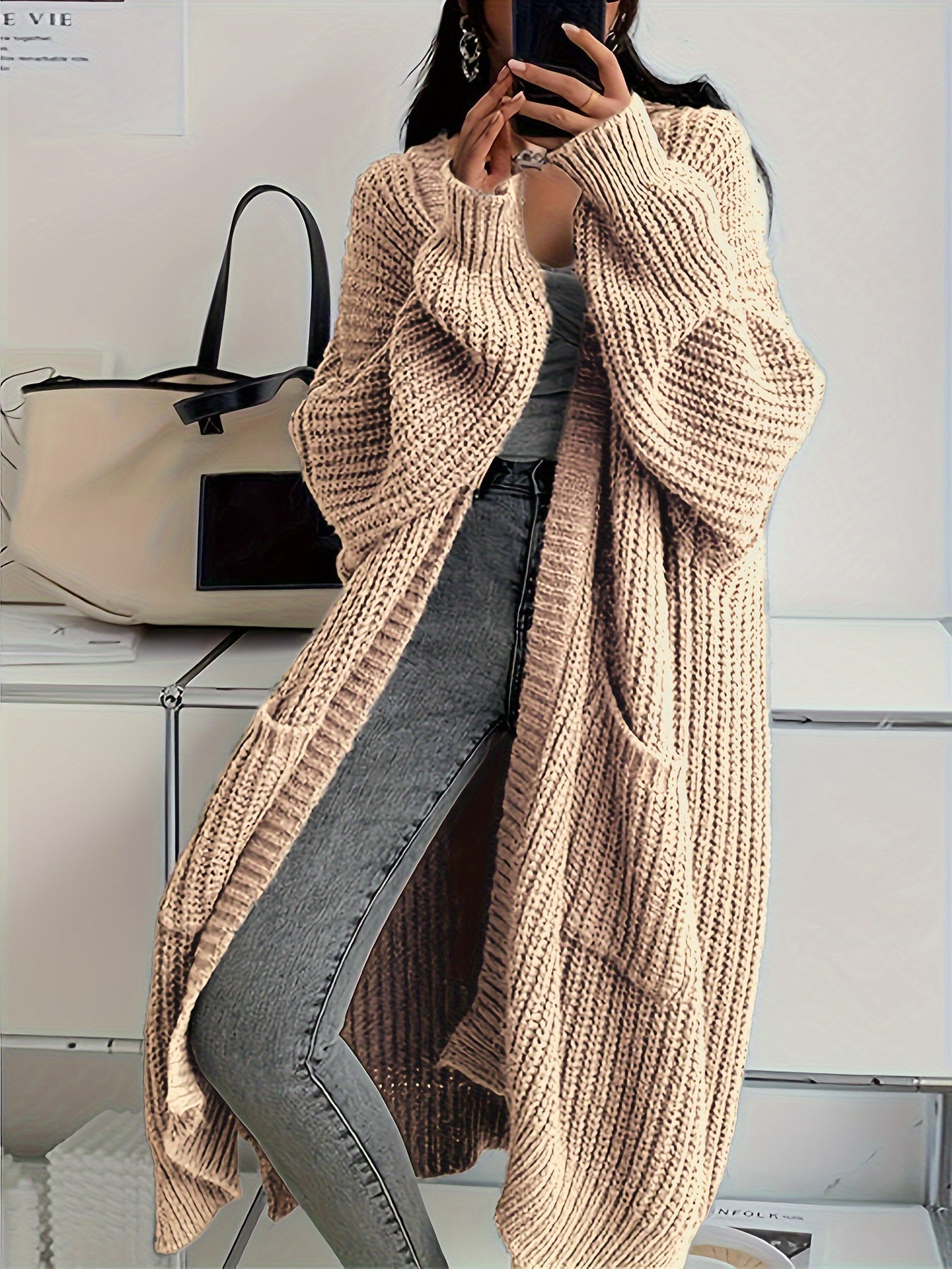 Cozy Textured Pocket Women's Wool Cardigan Sweater