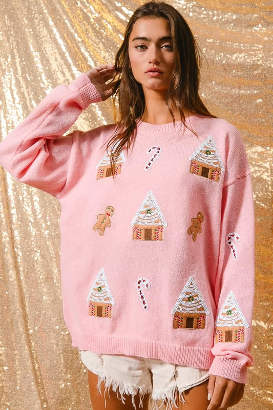 Warm Women's Festive Crew Neck Christmas Sweater - VogeLuxe