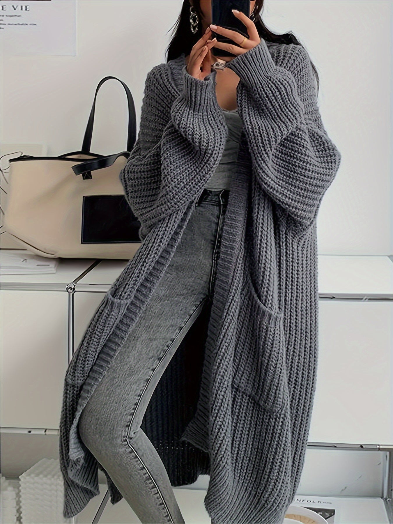 Cozy Textured Pocket Women's Wool Cardigan Sweater - VogeLuxe