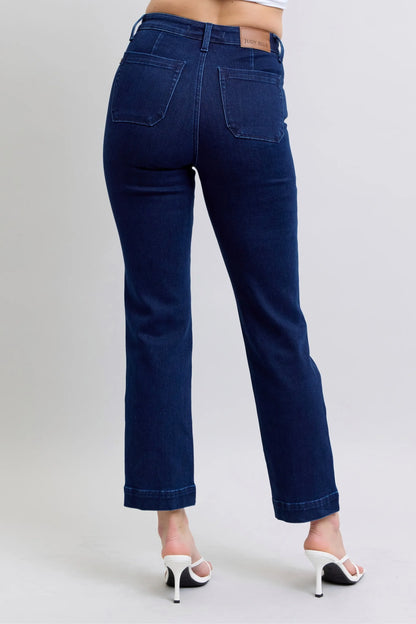 Classic Straight Leg Jeans with Knee Patches