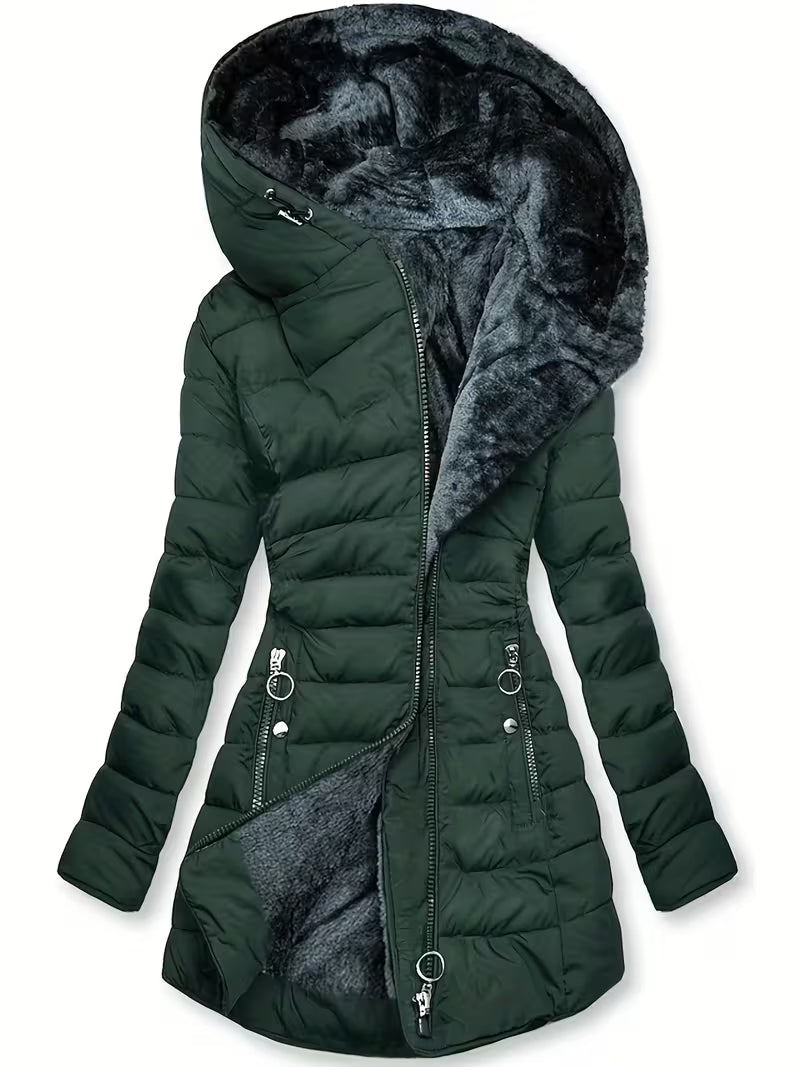 Women's Soft Hooded Parka Coat - Warm Waterproof Jacket