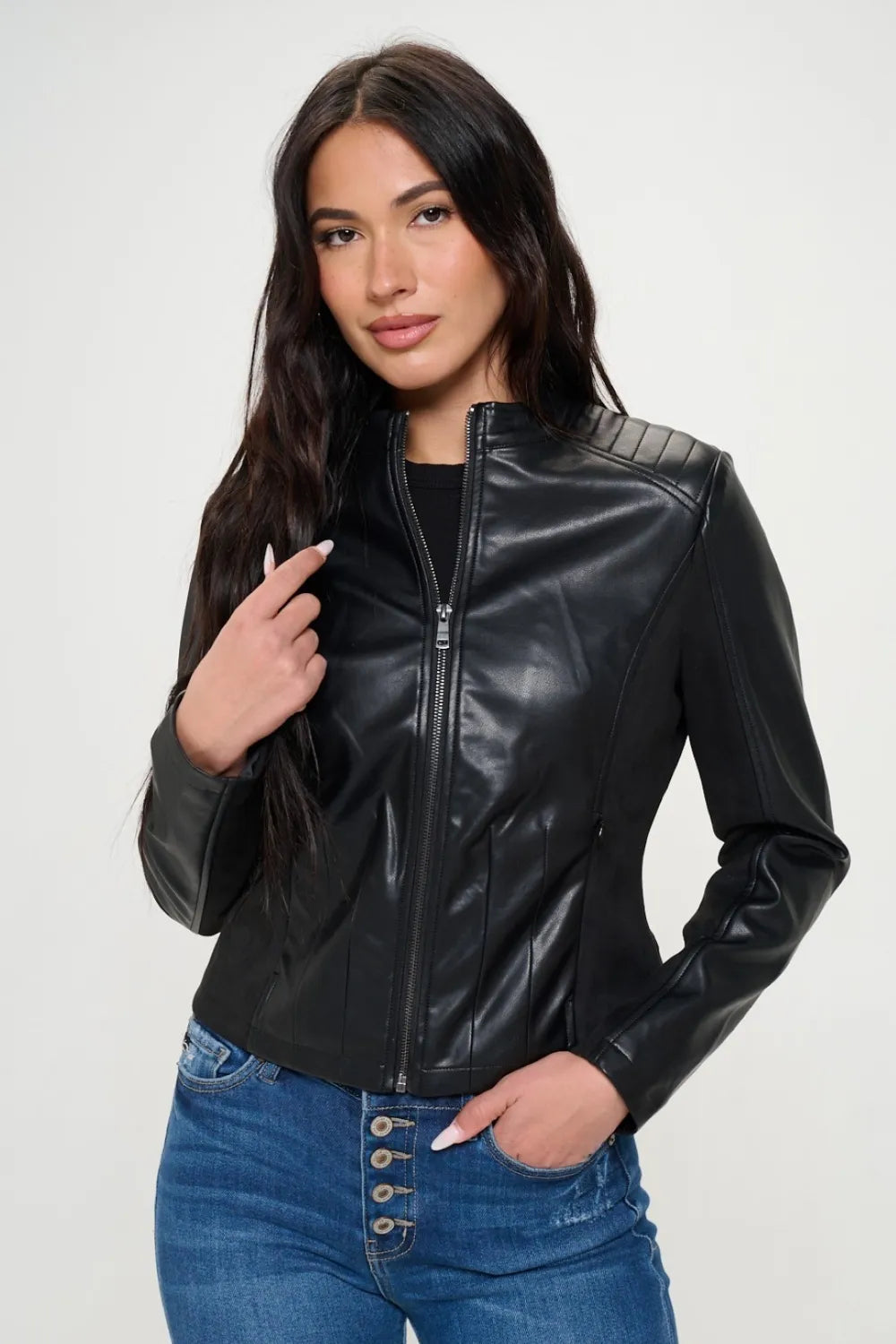 Cruelty Free Biker Leather Jacket - VogeLuxe
