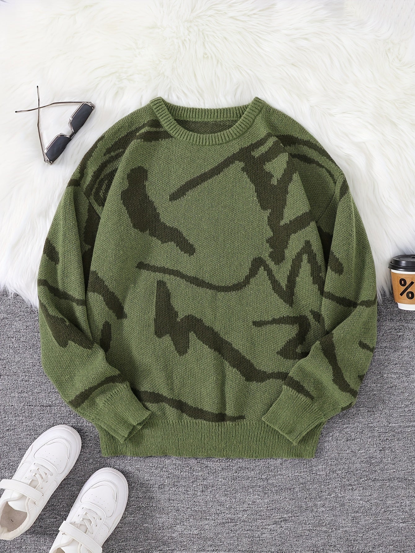 Cozy Winter Knit Sweatshirt with Graphic Design
