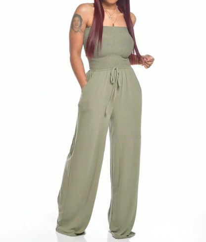 Summer Women's Strapless Drawstring Jumpsuit