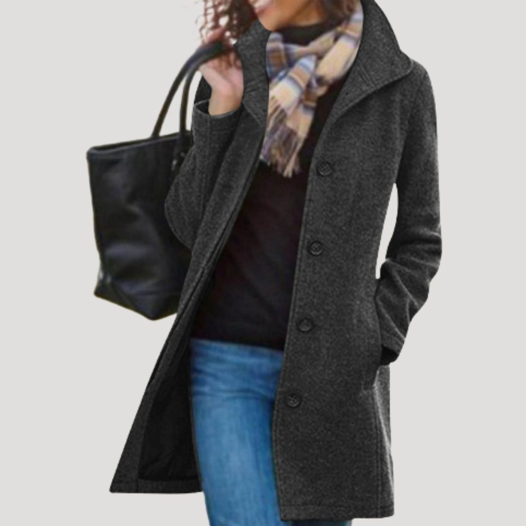 Luxurious Ladies Wool Coat - Traditional Button Front