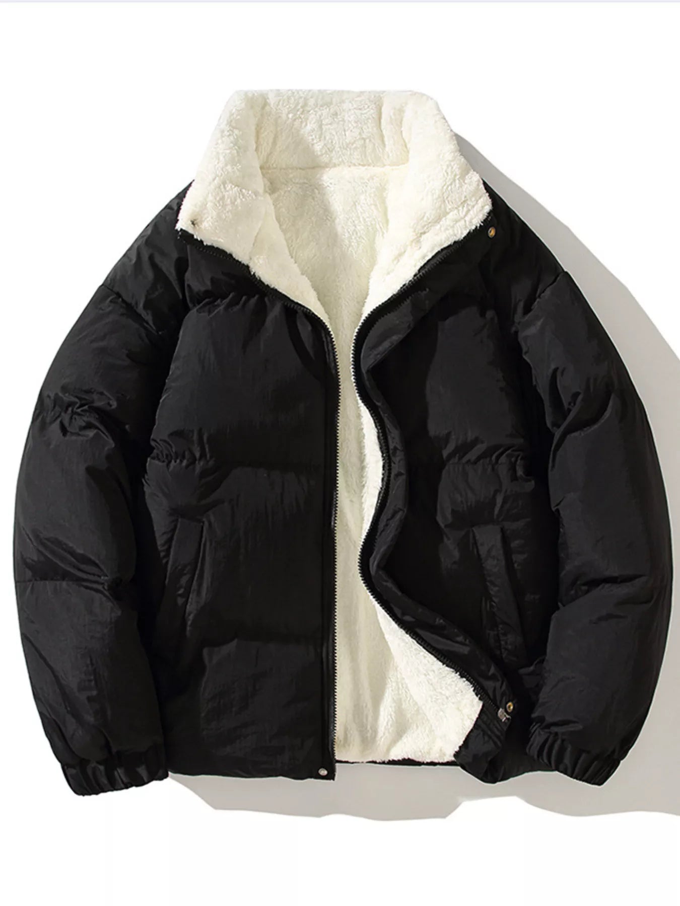 Men's Large Padded Zip Jacket Extra Large Fleece Coat - BritishElegance