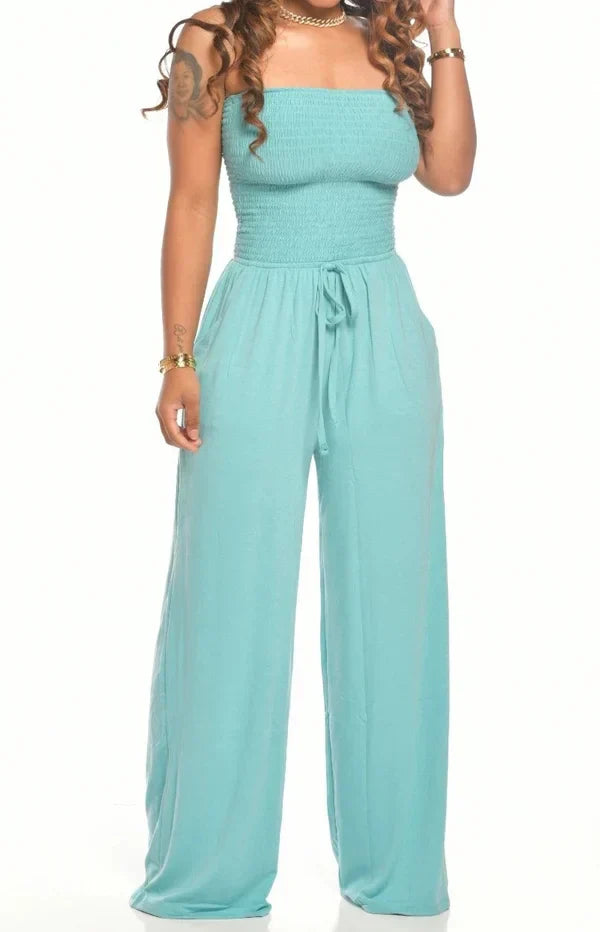 Summer Women's Strapless Drawstring Jumpsuit