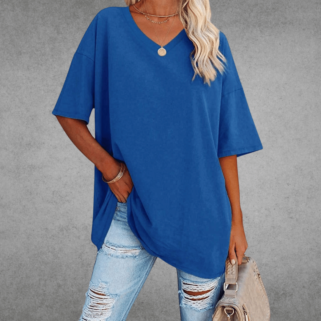 Relaxed Fit V Neck Casual Tee Shirt