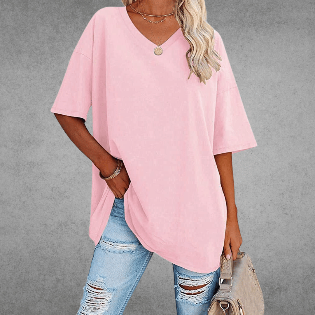 Relaxed Fit V Neck Casual Tee Shirt
