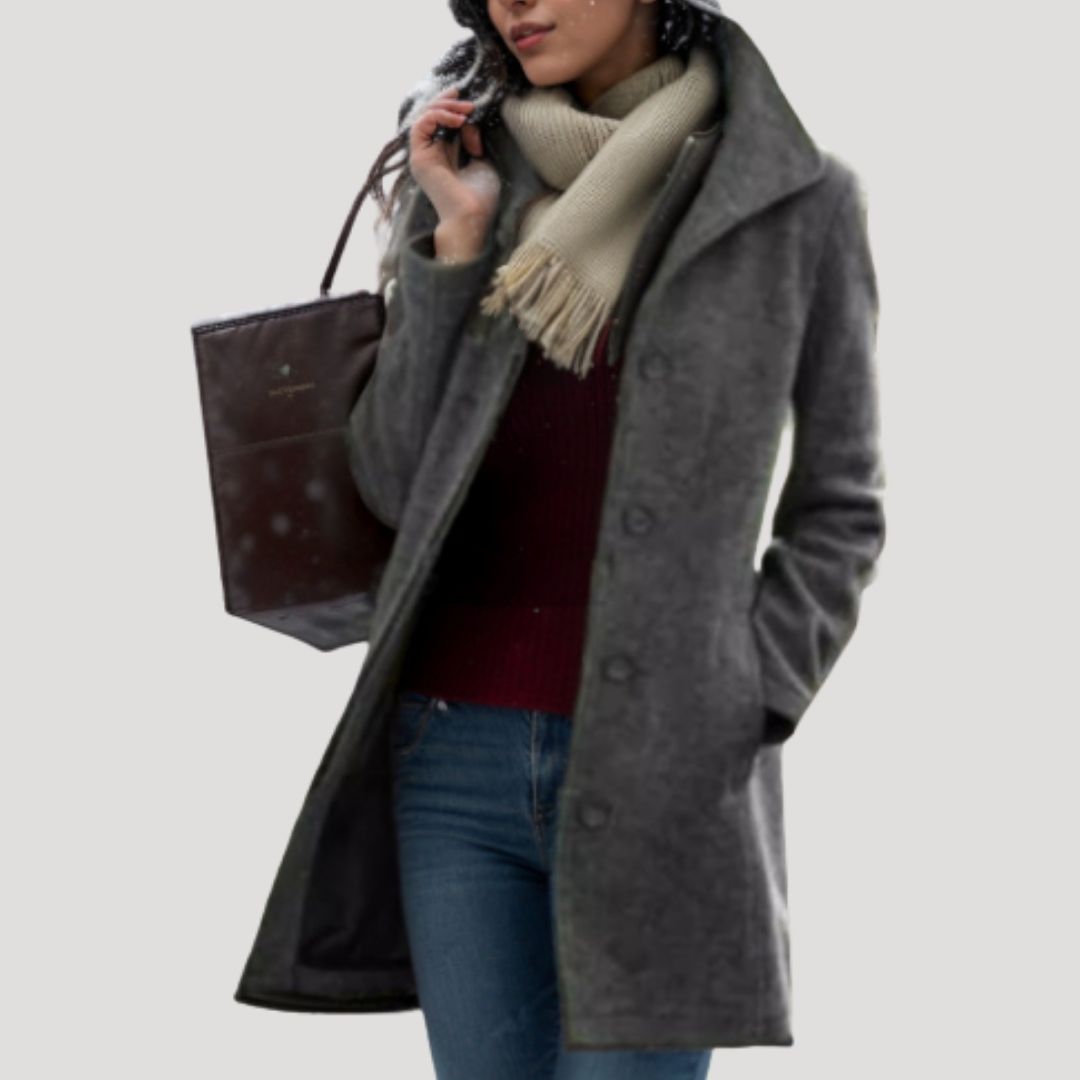Luxurious Ladies Wool Coat - Traditional Button Front