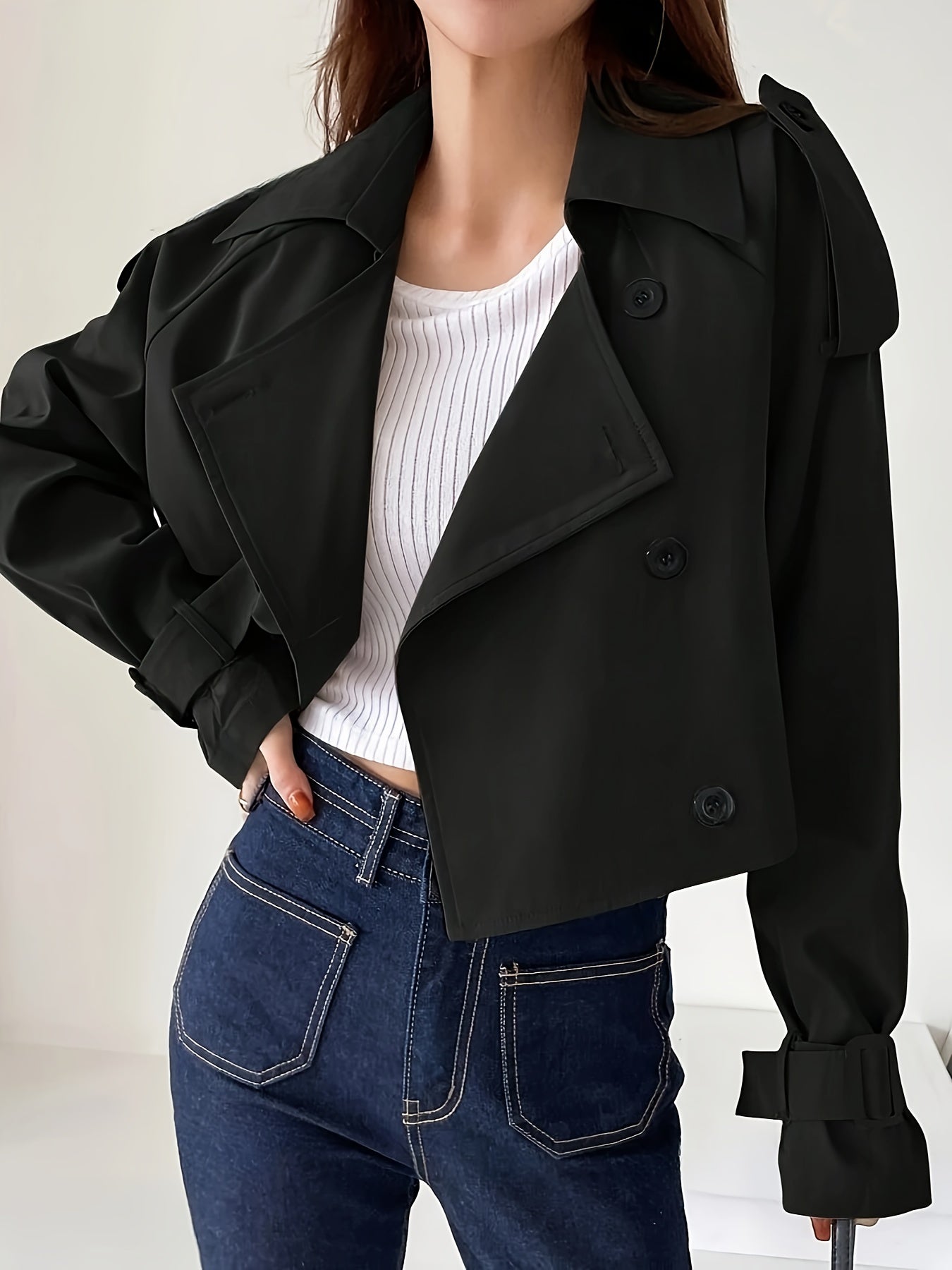 Classic Dark Waterproof Short Coat - VogeLuxe