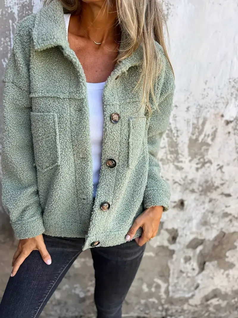 Relaxed Fit Ladies' Button Down Coat