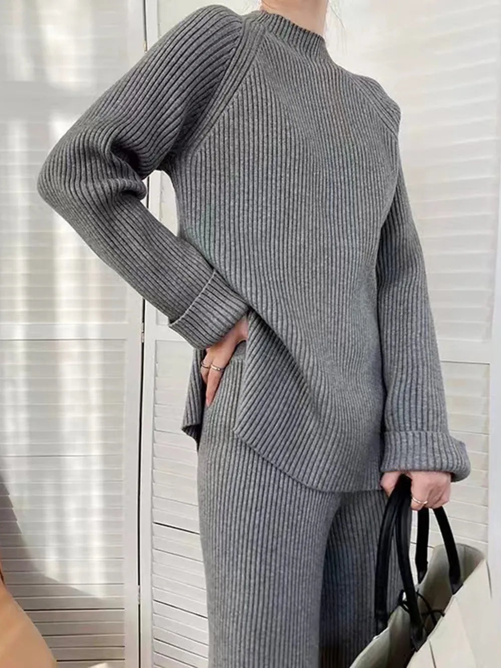 Soft Crew Neck Sweat Suit 2 Piece Outfit
