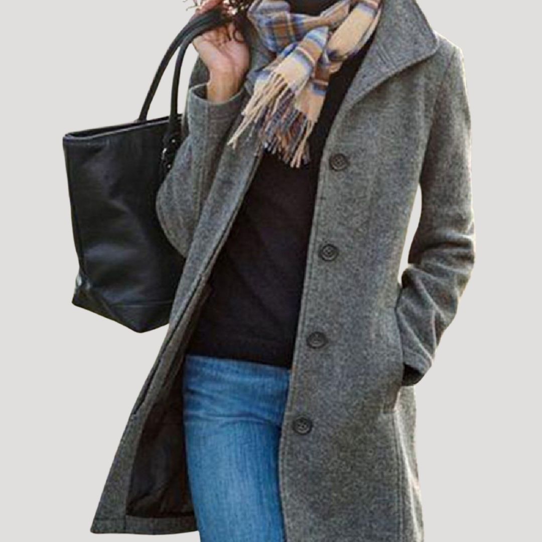 Luxurious Ladies Wool Coat - Traditional Button Front