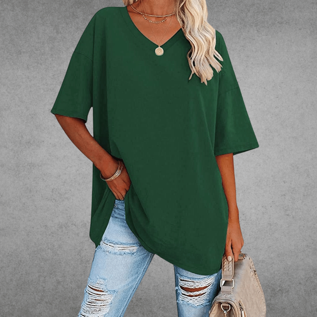 Relaxed Fit V Neck Casual Tee Shirt