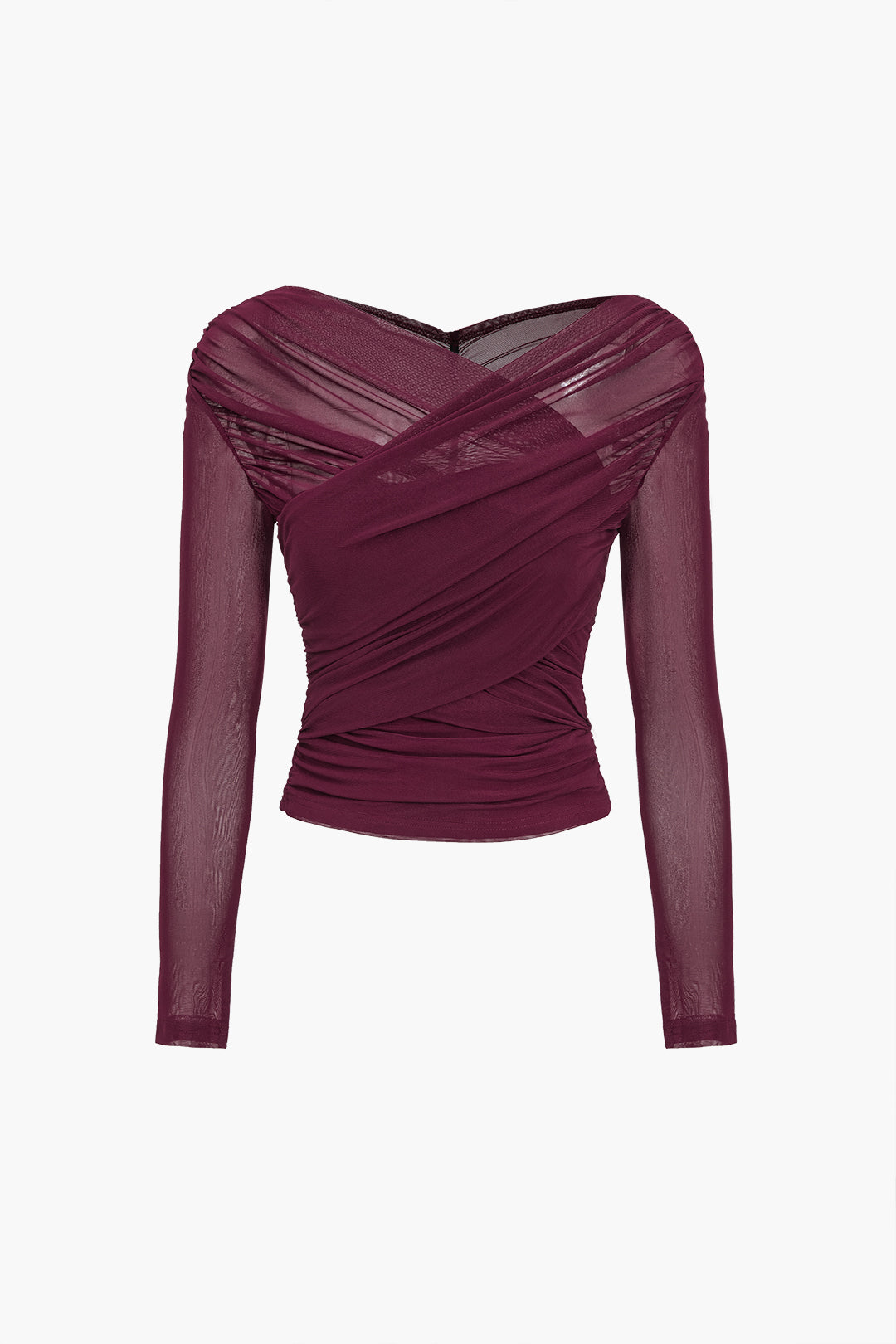 Feminine Textured Mesh Blouse for Women