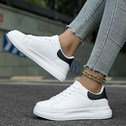 Timeless White Sneakers with Black Accent - VogeLuxe