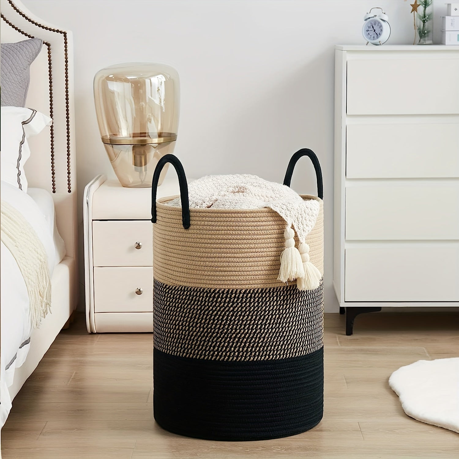 Big Wicker Laundry Basket with Handles - VogeLuxe