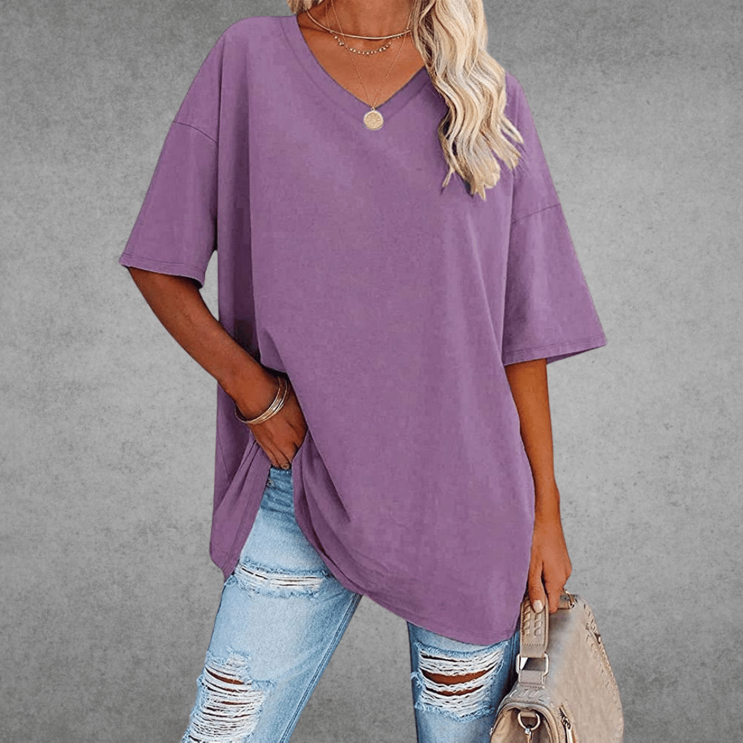 Relaxed Fit V Neck Casual Tee Shirt