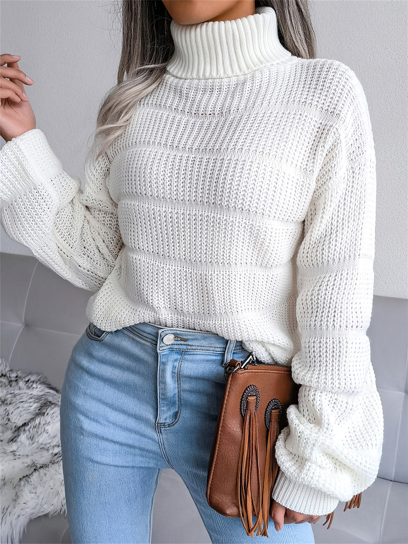 Soft Women's Warm Long Sleeve Turtleneck Sweater