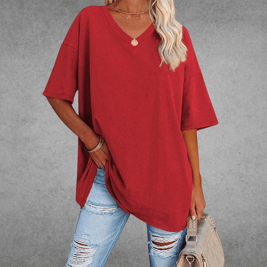 Relaxed Fit V Neck Casual Tee Shirt