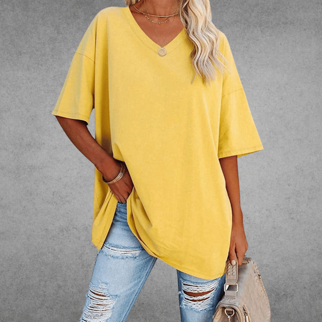 Relaxed Fit V Neck Casual Tee Shirt