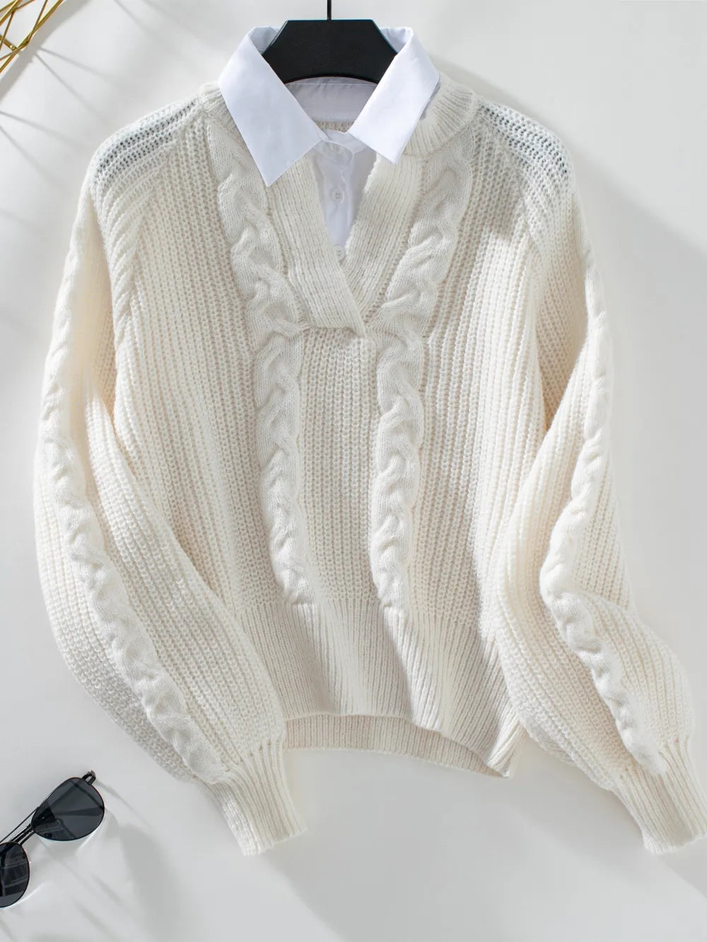 Cozy Crew Neck Faux Fur Sweater