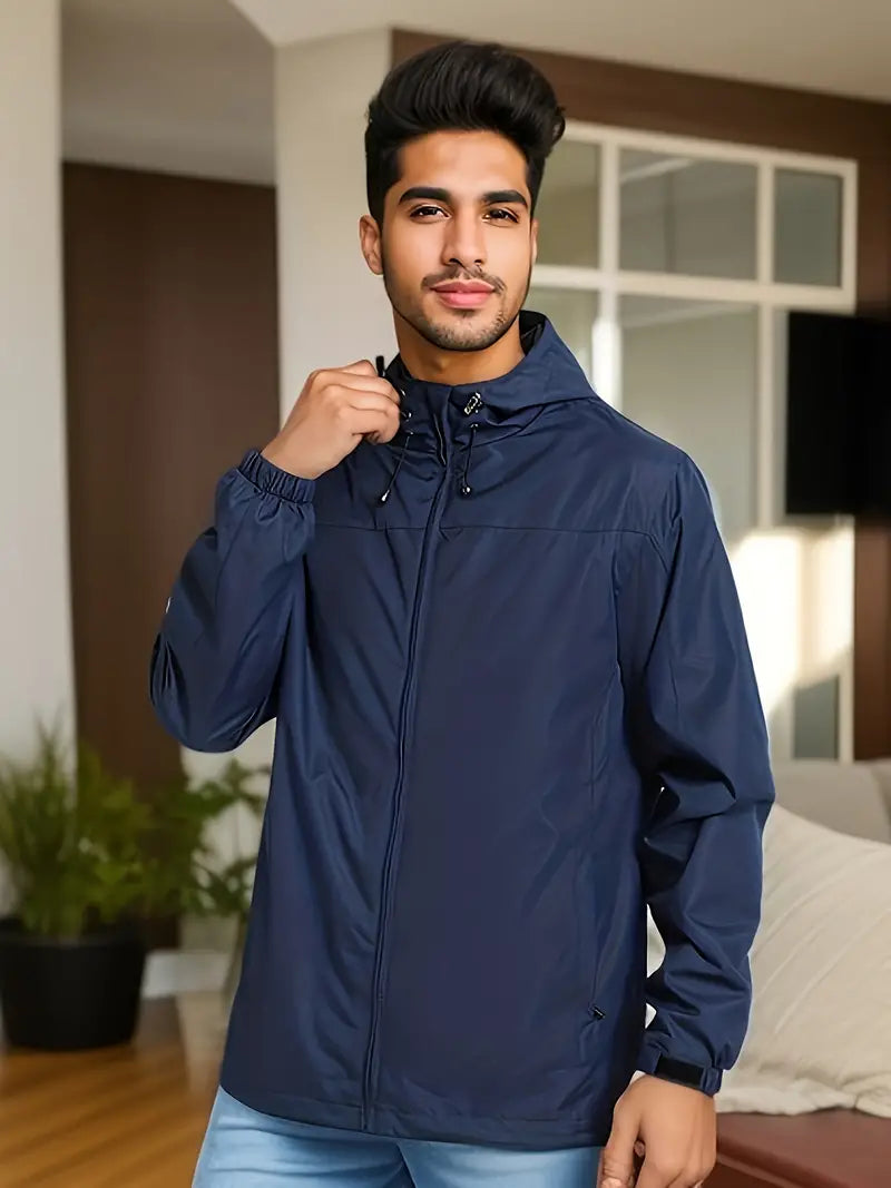 Waterproof Mens Windbreaker Hooded Coat