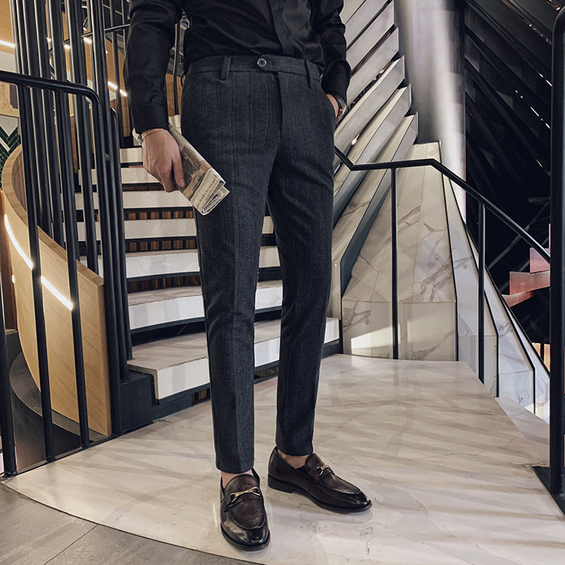 Lawson | Men's Tailored Fit Herringbone Trousers - VogeLuxe