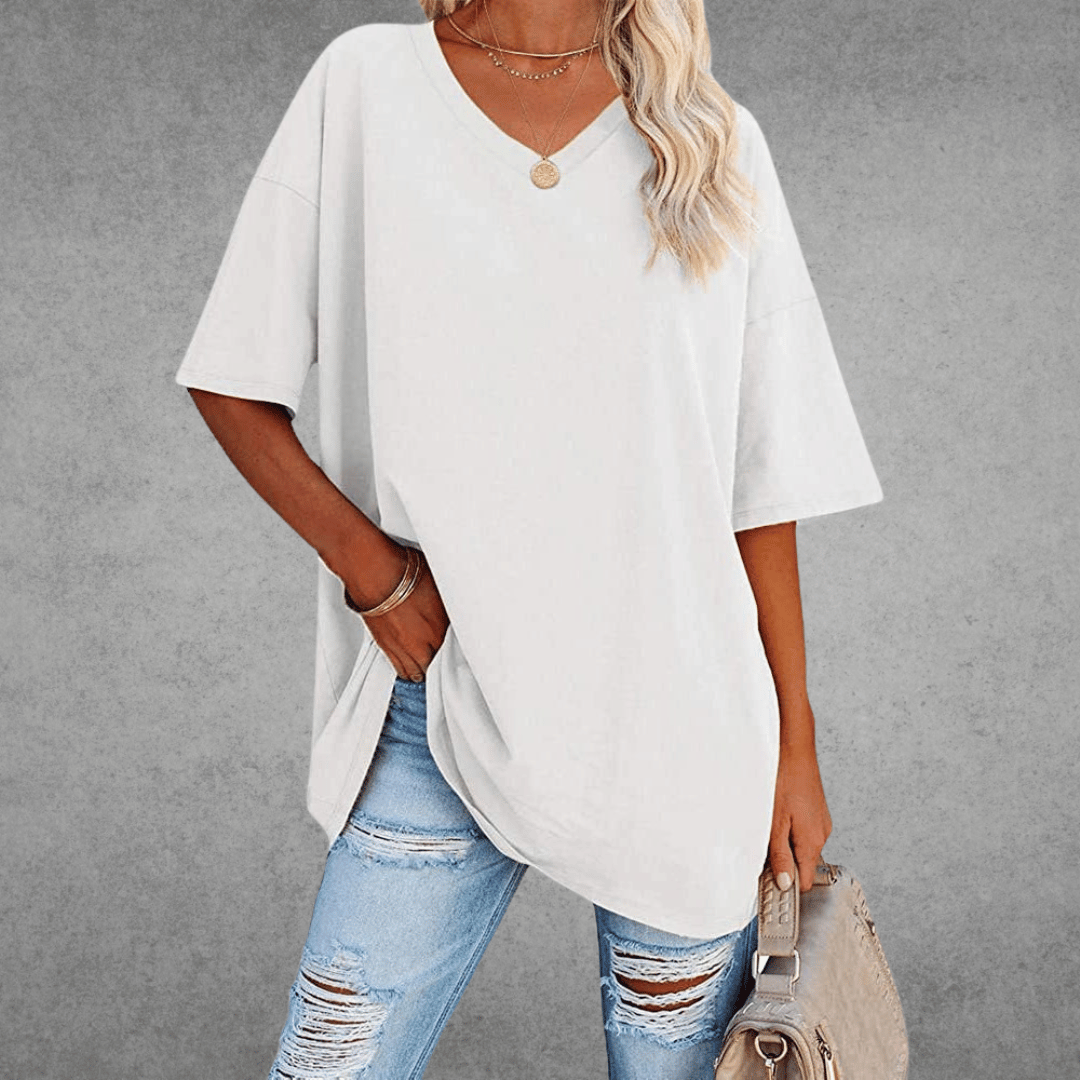 Relaxed Fit V Neck Casual Tee Shirt