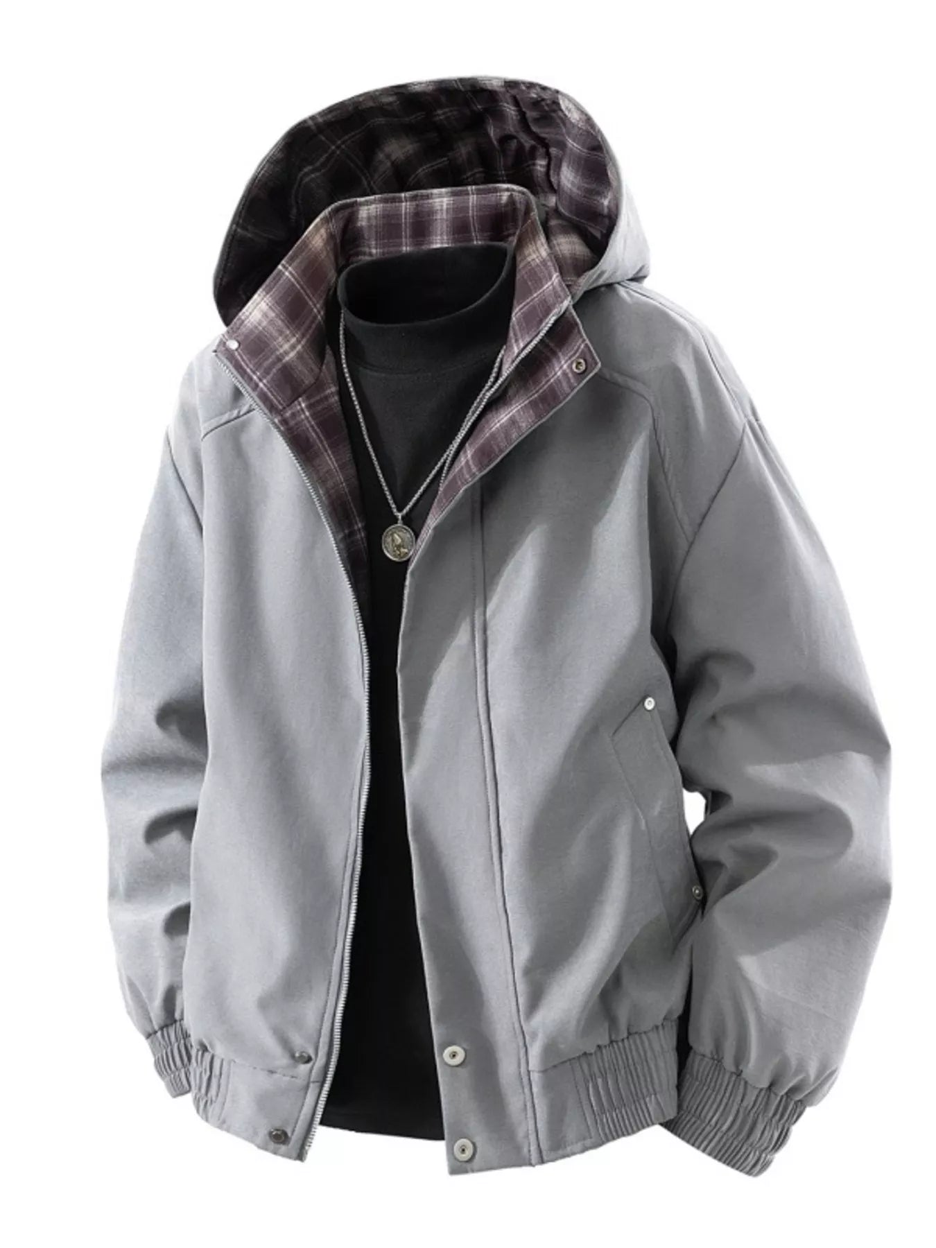 Large Size Hooded Zip Up Jacket For Men
