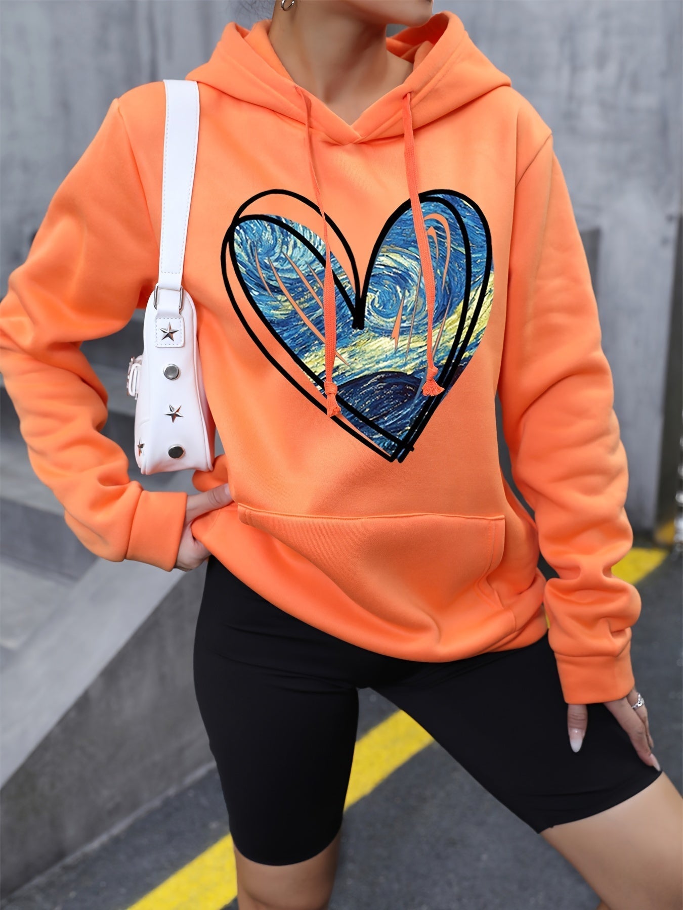 Comfy Women's Loose Fit Hoodie with Heart Design