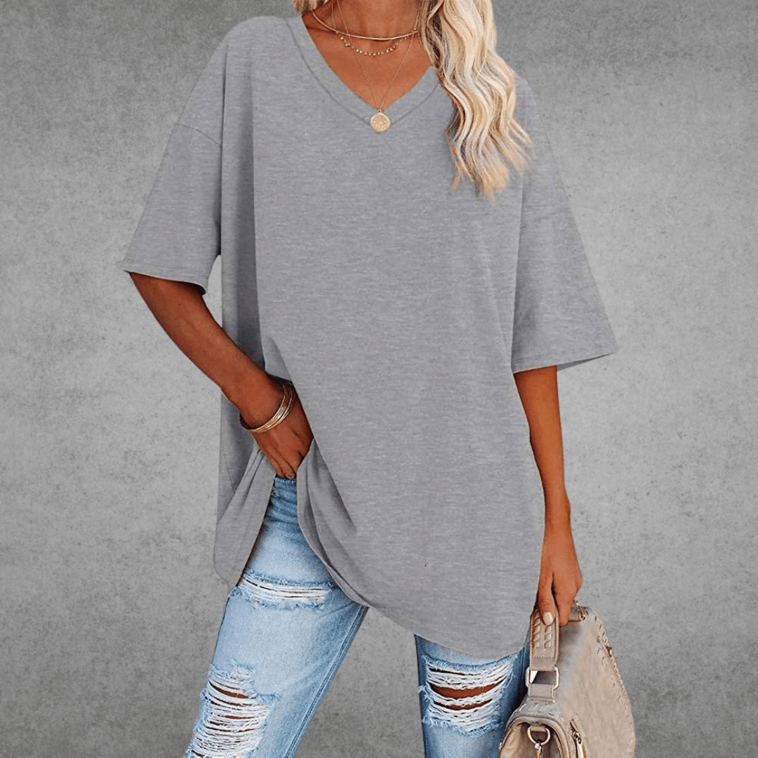 Relaxed Fit V Neck Casual Tee Shirt