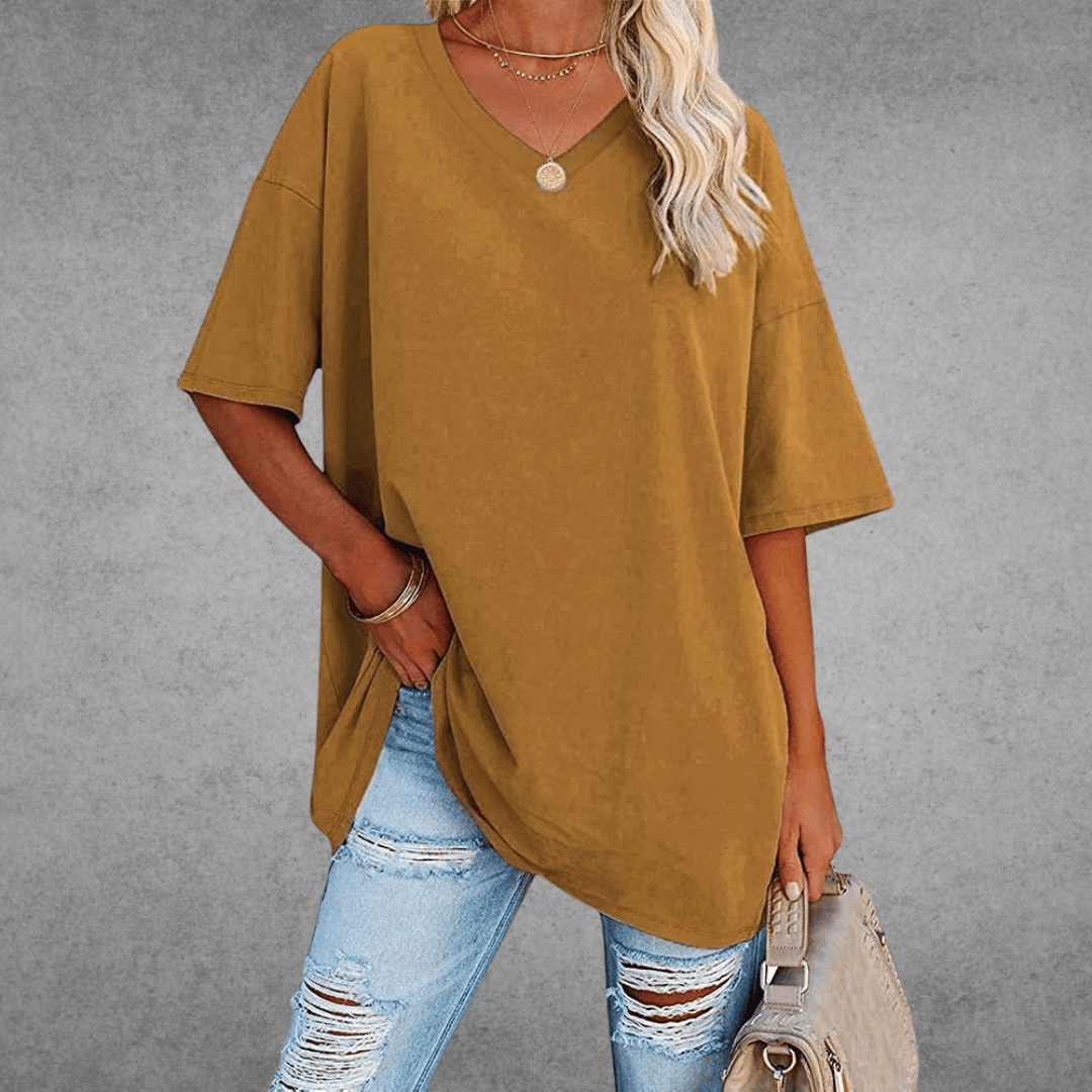 Relaxed Fit V Neck Casual Tee Shirt