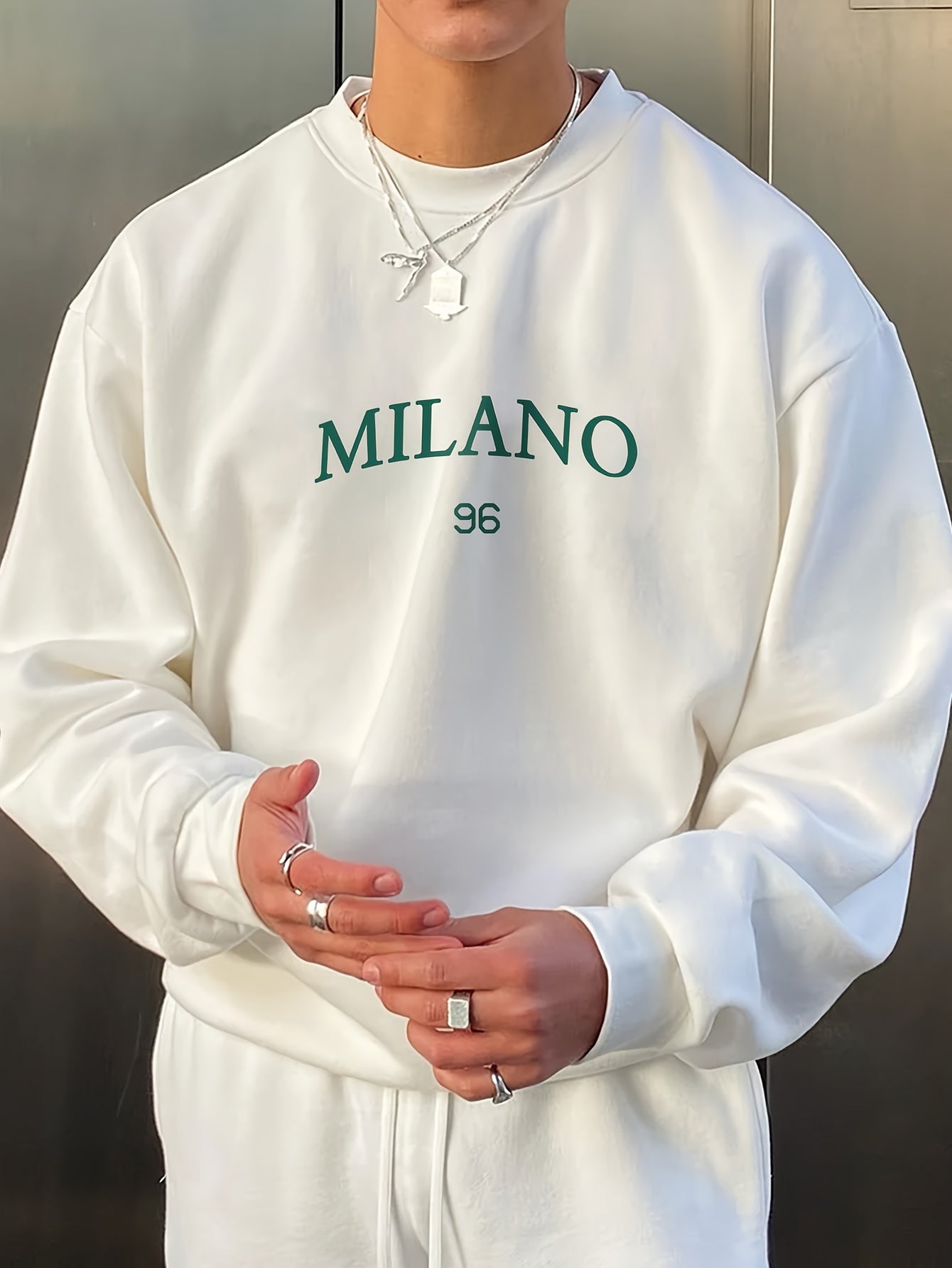 Relaxed Fit Mens Sweatshirt with Milano Graphic Print - BritishElegance