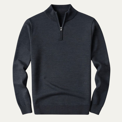 VogeLuxe | Men’s Solid Quarter Zip Stand Collar Pullover