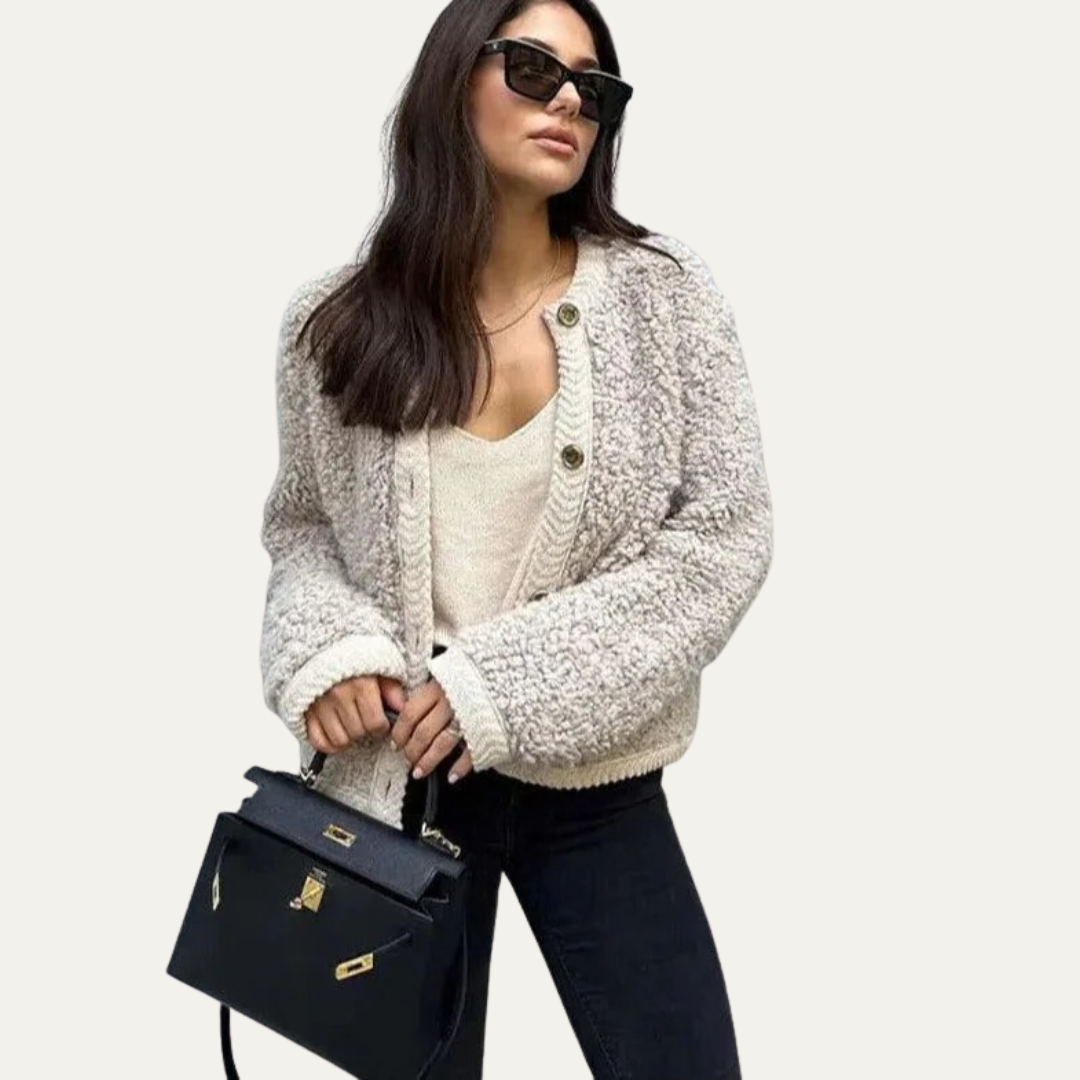 VogeLuxe | Women’s Fuzzy Cropped Insulation Cardigan