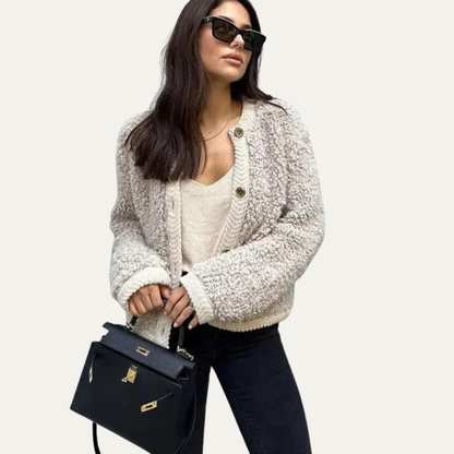 VogeLuxe | Women’s Fuzzy Cropped Insulation Cardigan