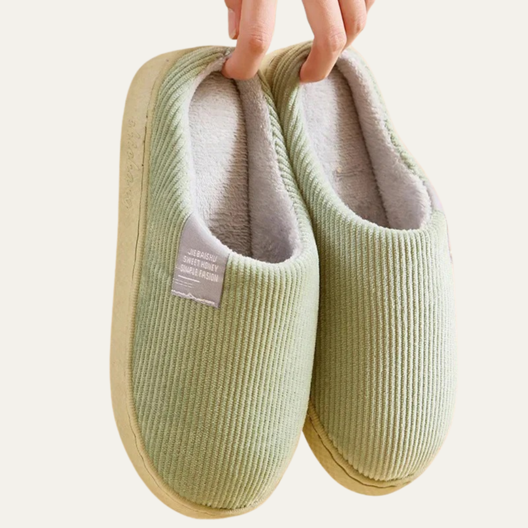 VogeLuxe | Women’s Corduroy Slip On Fleece Lined Mule Slippers