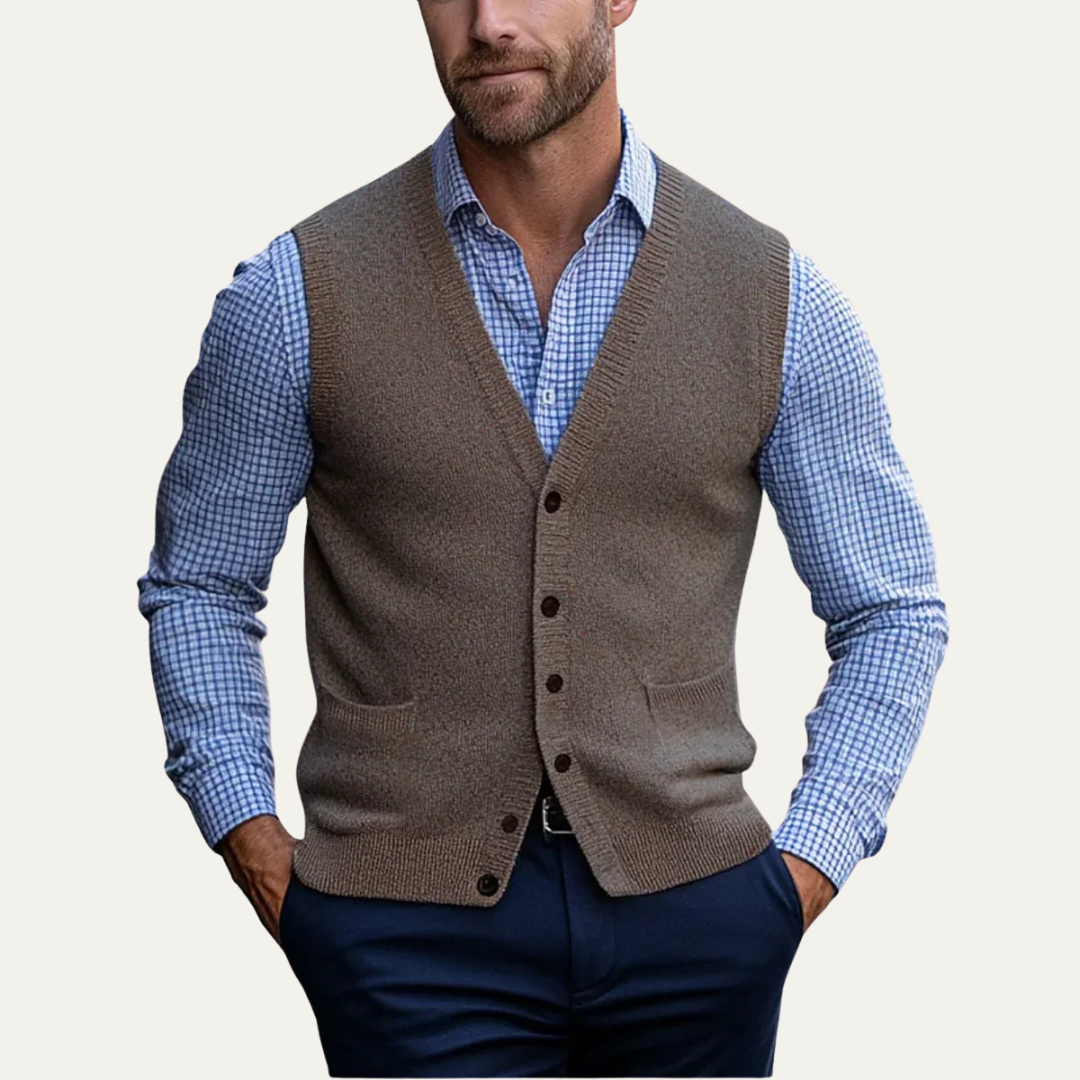 VogeLuxe | Men’s Classic Button-Front Sweater Vest