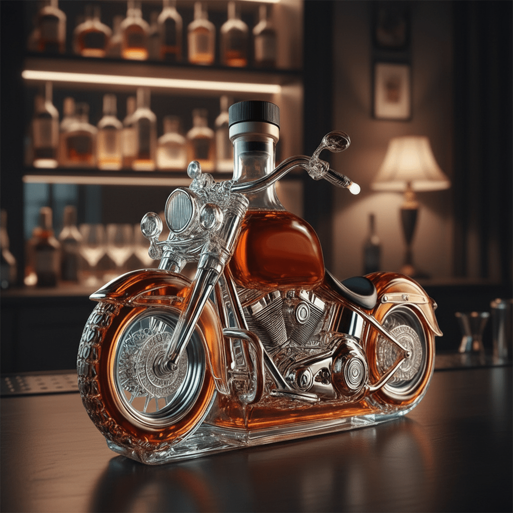 Retro Bike Shaped Liquor Decanter Glass Bottle - VogeLuxe