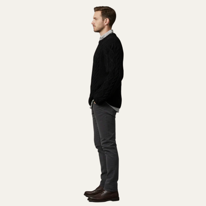 VogeLuxe | Men’s Chunky Cable Knit Crewneck Sweater